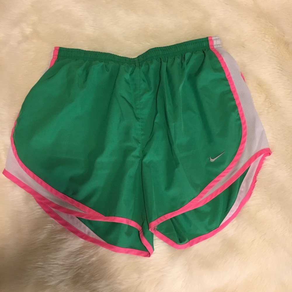 Nike Green & Pink Dri-Fit Running Shorts Medium
